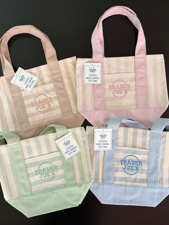 Trader Joe'S Handbags - Trader Joe's Viral Striped Mini Canvas Tote Bag - Set of 4
